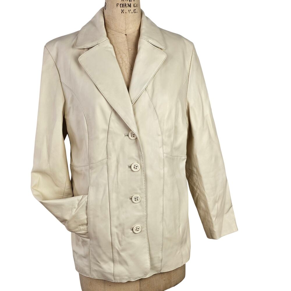 Jacket Wilson leather bone blazer classic traditional neutral EUC Large